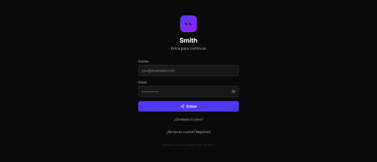 Captura de la interfaz de Smith